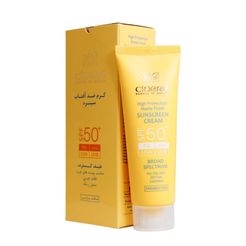 کرم ضد آفتاب SPF 50 مات فینیش بی رنگ پوست های چرب سینره 50 میل